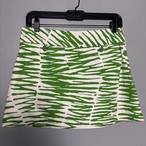 Trina Turk Women’s Green White Stripe Tribal Aztec Print Skirt Golf Tennis XS S